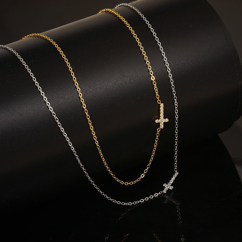 Mini Cross Zircon Necklace