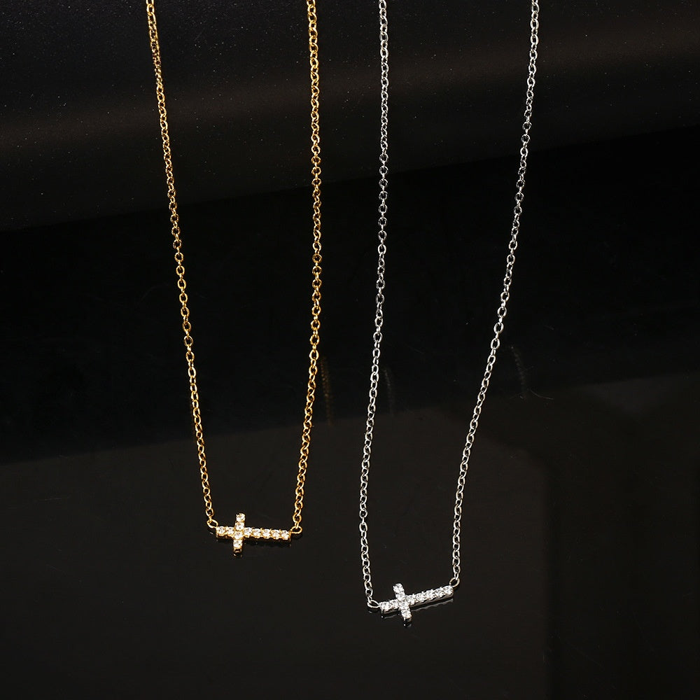 Mini Cross Zircon Necklace