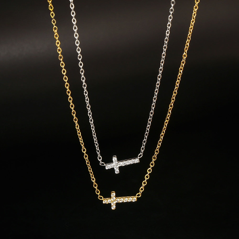 Mini Cross Zircon Necklace